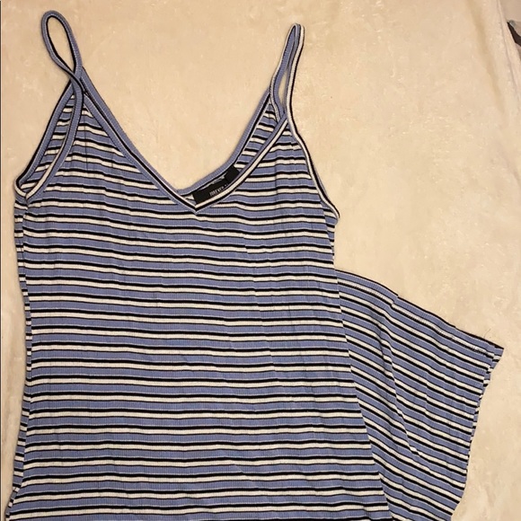 Striped Blue Mid Length Dress